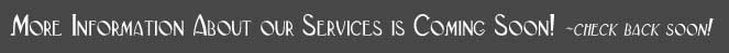 More Information About our Services is Coming Soon! -check back soon!